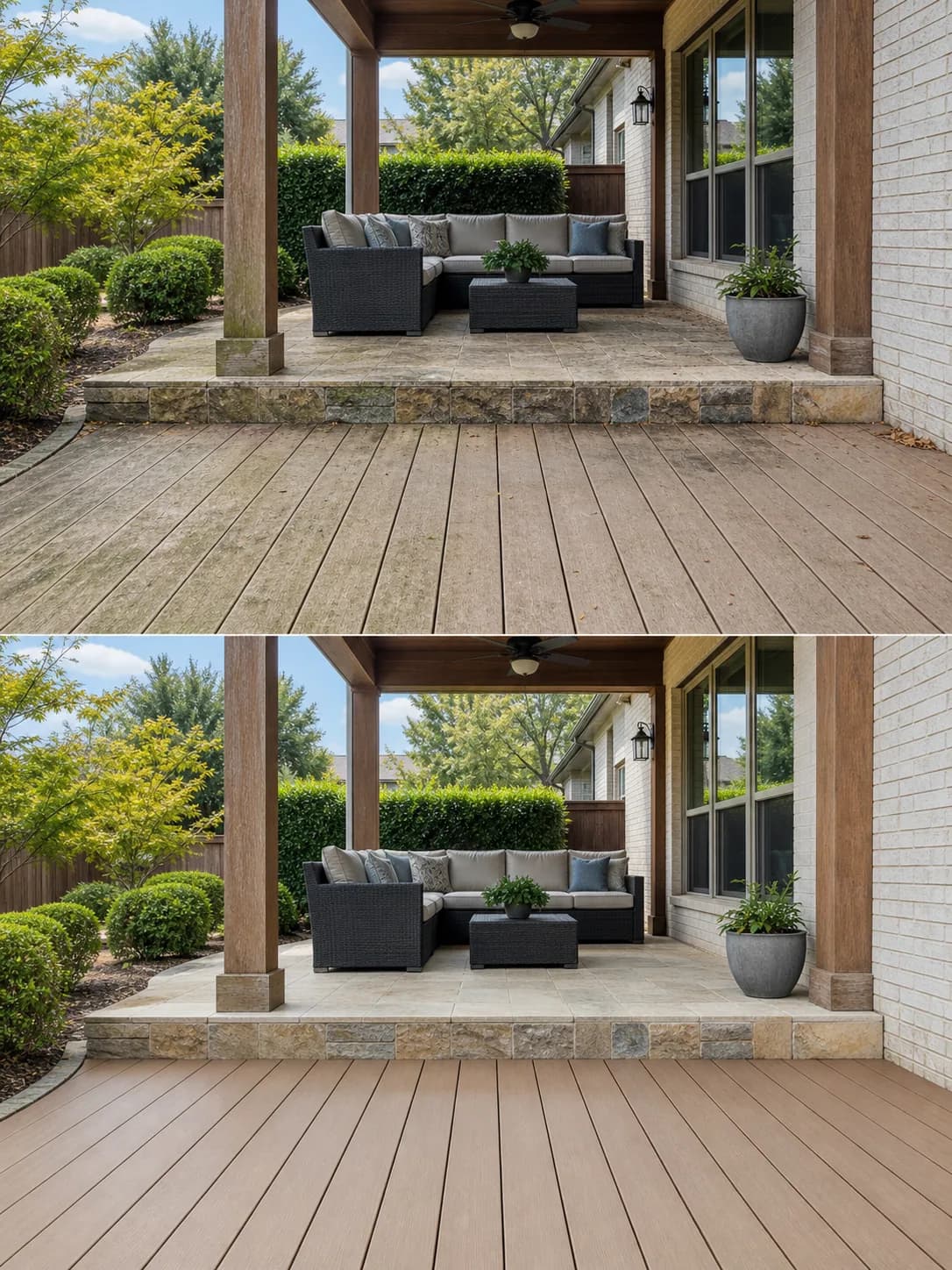 Before and after example of decks & patios