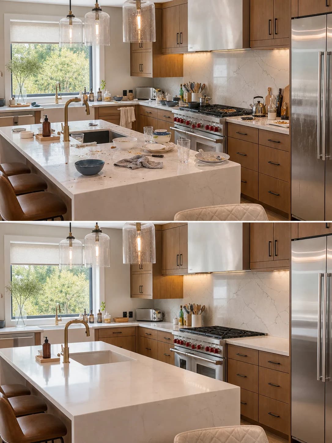 Before and after example of home cleaning