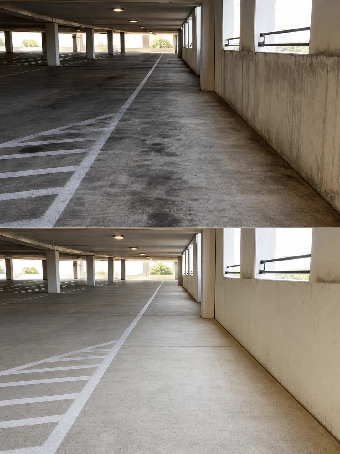 Before and after example of parking areas