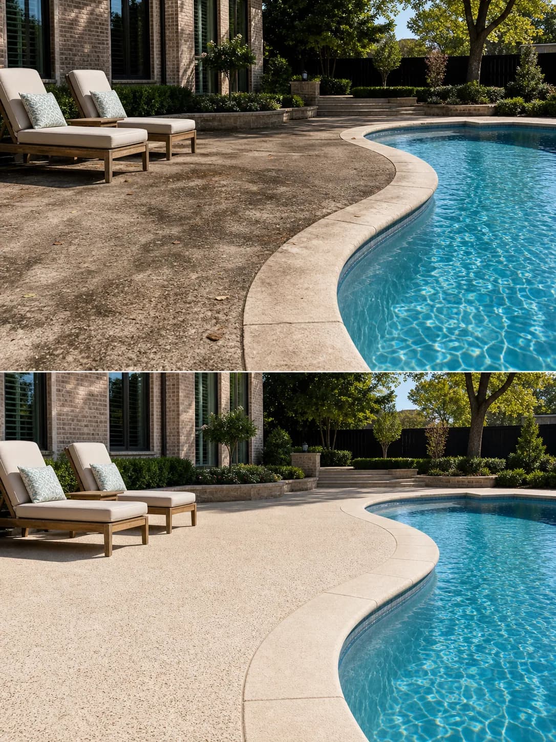 Before and after example of pool areas