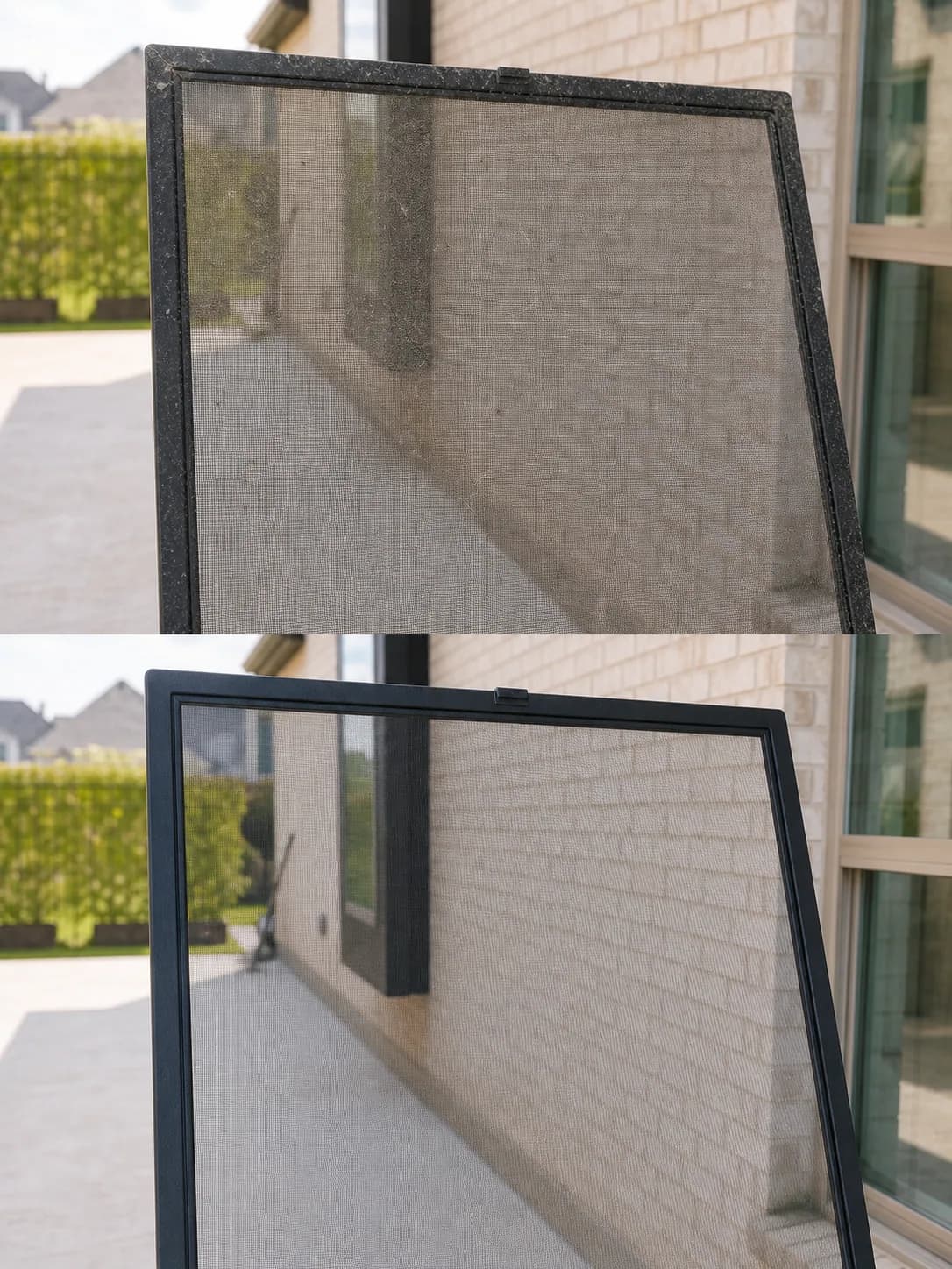 Before and after example of screen cleaning