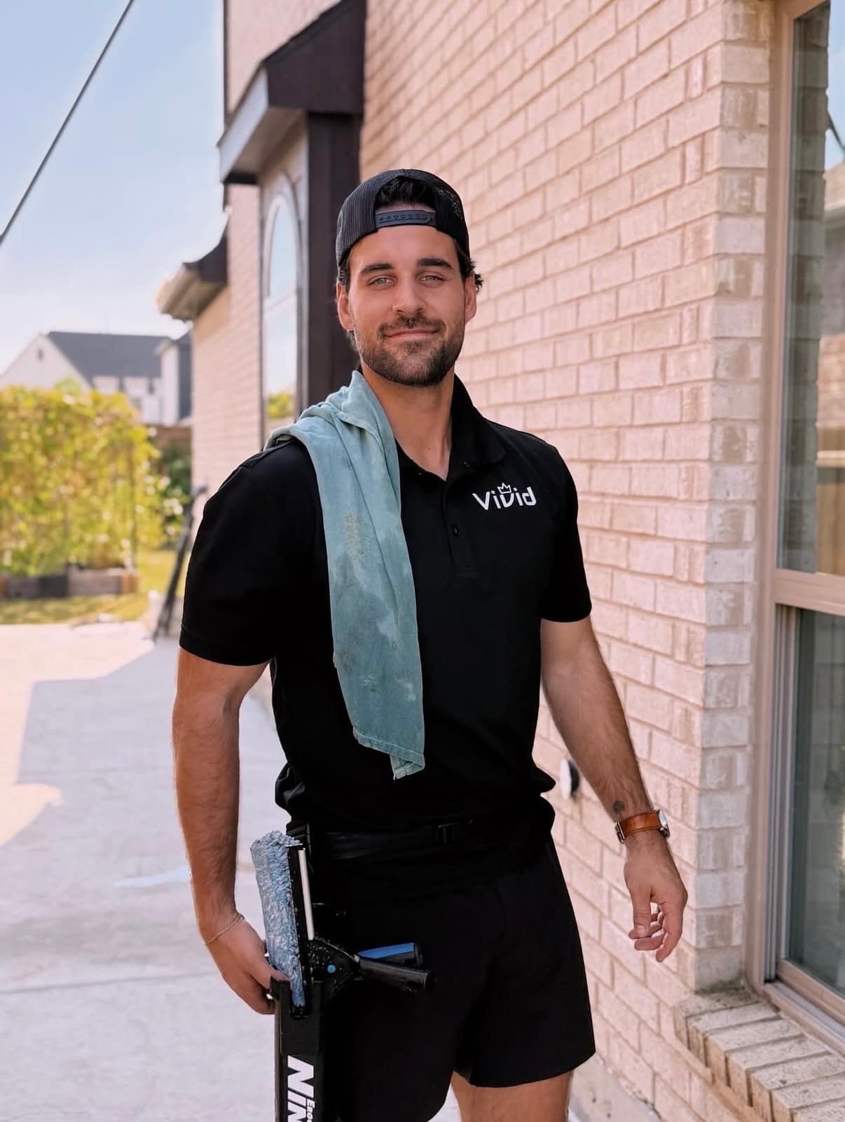 Vivid Services owner at a customer's home